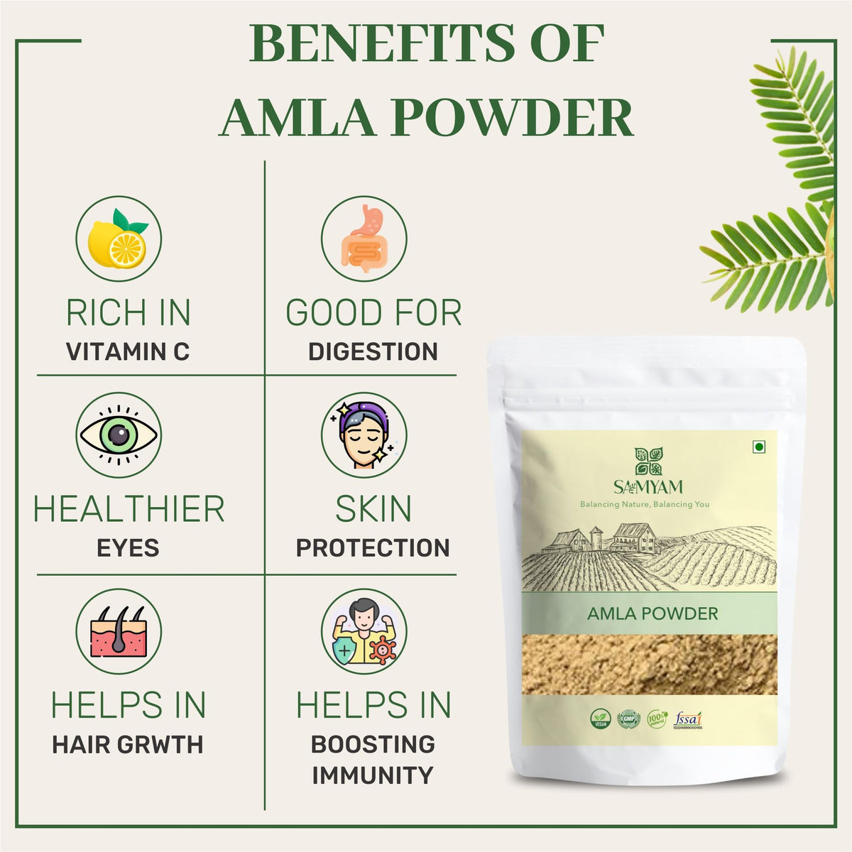 SAMYAM Amla Powder (Phyllanthus emblica) - 500g Pack | Ayurvedic Superfood for Hair, Skin and Health