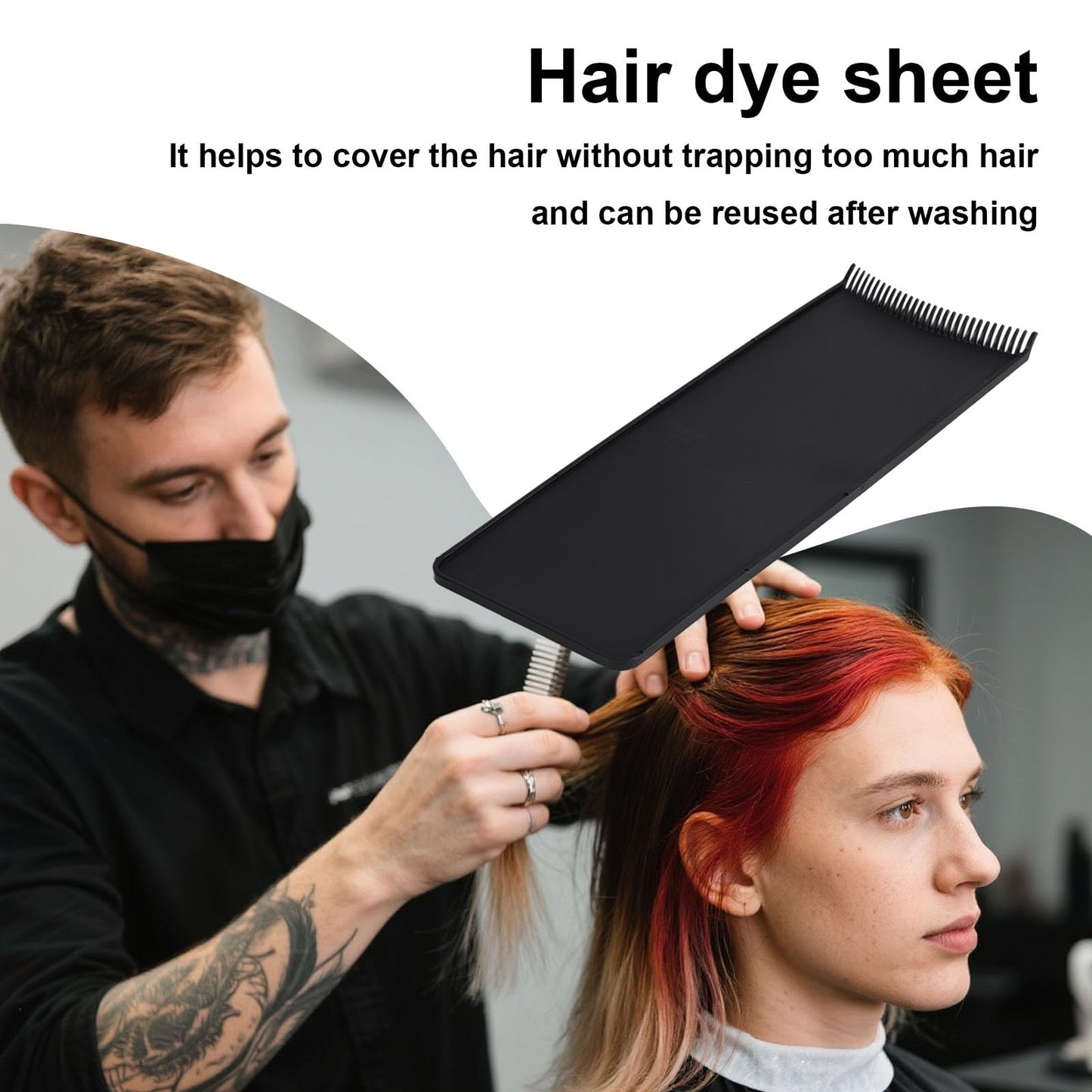 Penitue Balayage Highlighting Board with Teeth, Hair Coloring Palette Reusable Foiling Board Professional Hair Dye Tools for Stylists Salon DIY (Black)