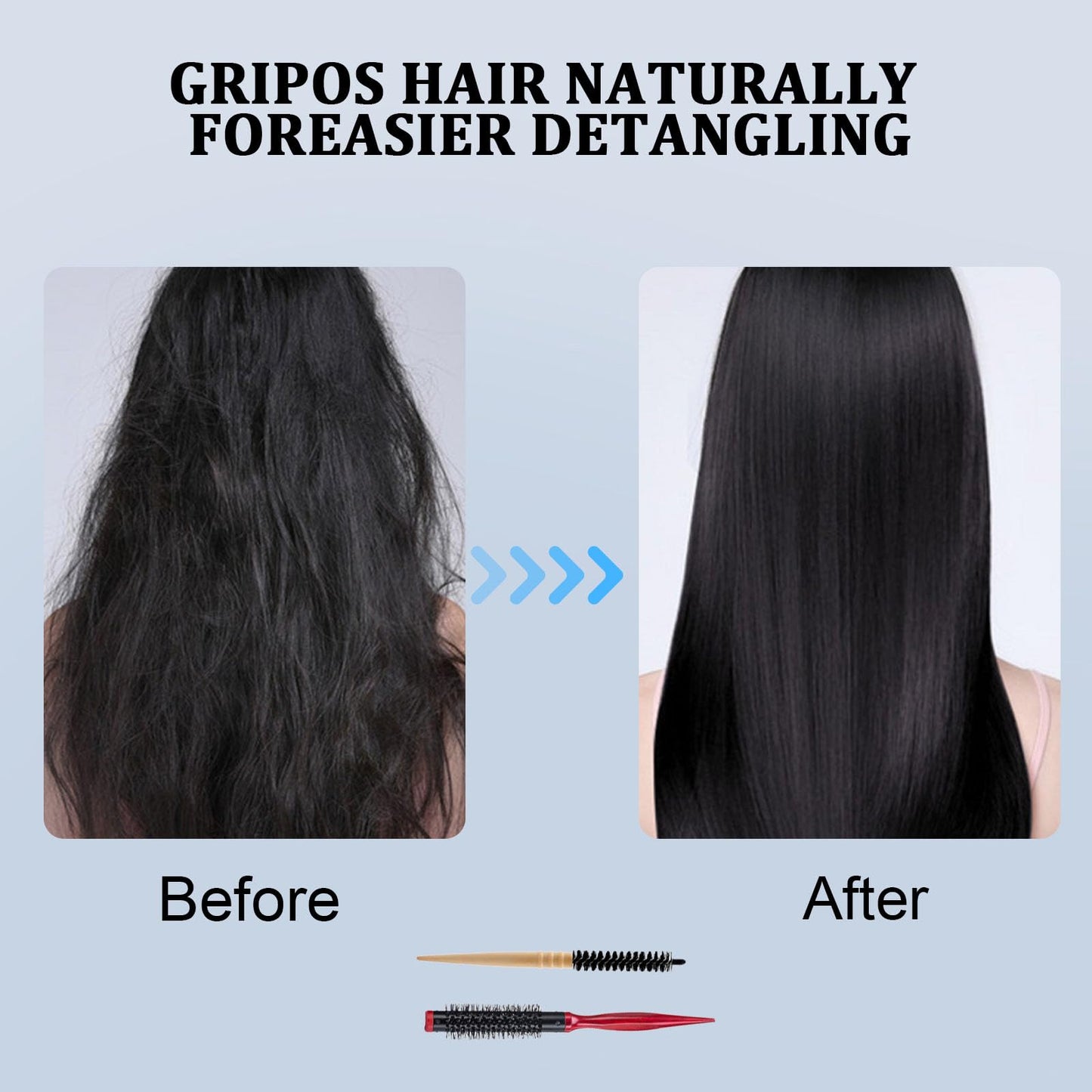 Katslyn 2PCS Small Round Hair Brush,Small Round Brushes for Blow Drying,Portable Thin Hair Brush,Natural Wood Handle,Anti-static,for Men Women Straightening,Curling,Short Hair,Thin Hair