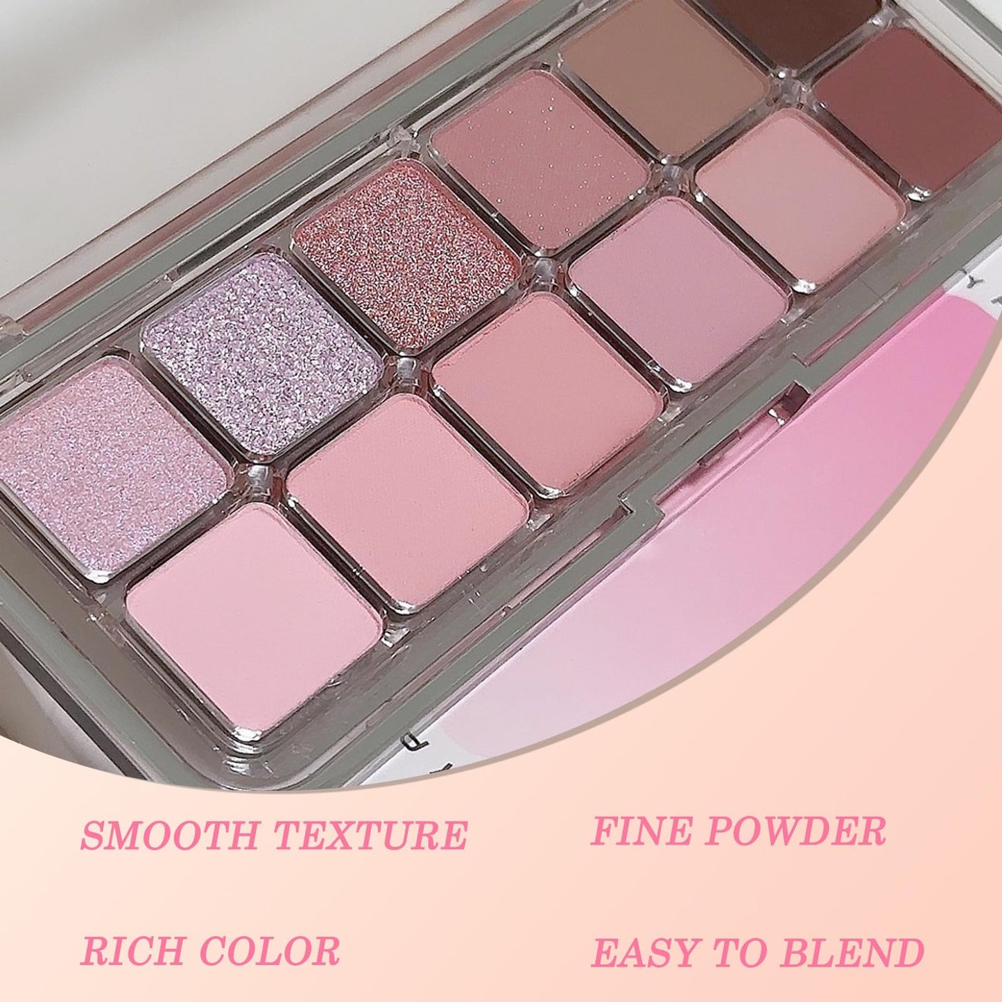 Generic 12 Colors Pink Eyeshadow Palette – Matte & Shimmer Nude Eye Shadow Makeup Kit, Long-Lasting Waterproof High Pigment Glitter Shades for Natural Daily & Glam Look