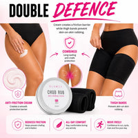 Glamza Chamois Cream GLAMZA ‘Chub Rub’ Anti Chafing Cream & Pair of Thigh Bands for Men & Women - Prevents Chaffing for Cyclists, Runners and More 50ml (Size E (62-70cm))