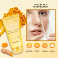 Cureluxe Turmeric & Collagen Overnight Peel-Off Mask – Collagen Night Wrapping Mask for Glowing Skin - Hydrating Formula with Vitamin C & Retinol – Even Skin Tone, Anti-Wrinkle & Pore Refining