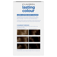 Clairol Lasting Colour Permanent Hair Dye | Ideal Grey Coverage | Shiny and Moisturised Hair | 3 Darkest Brown