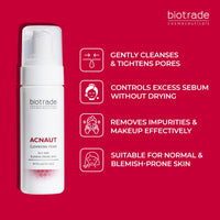 BIOTRADE Biotrade Acnaut Acne Cleansing Foam with Lactic Acid – Gentle Foaming Cleanser Face Wash for Oily & Blemish Prone Skin – Unclogs Pores & Reduces Breakouts – 150mL