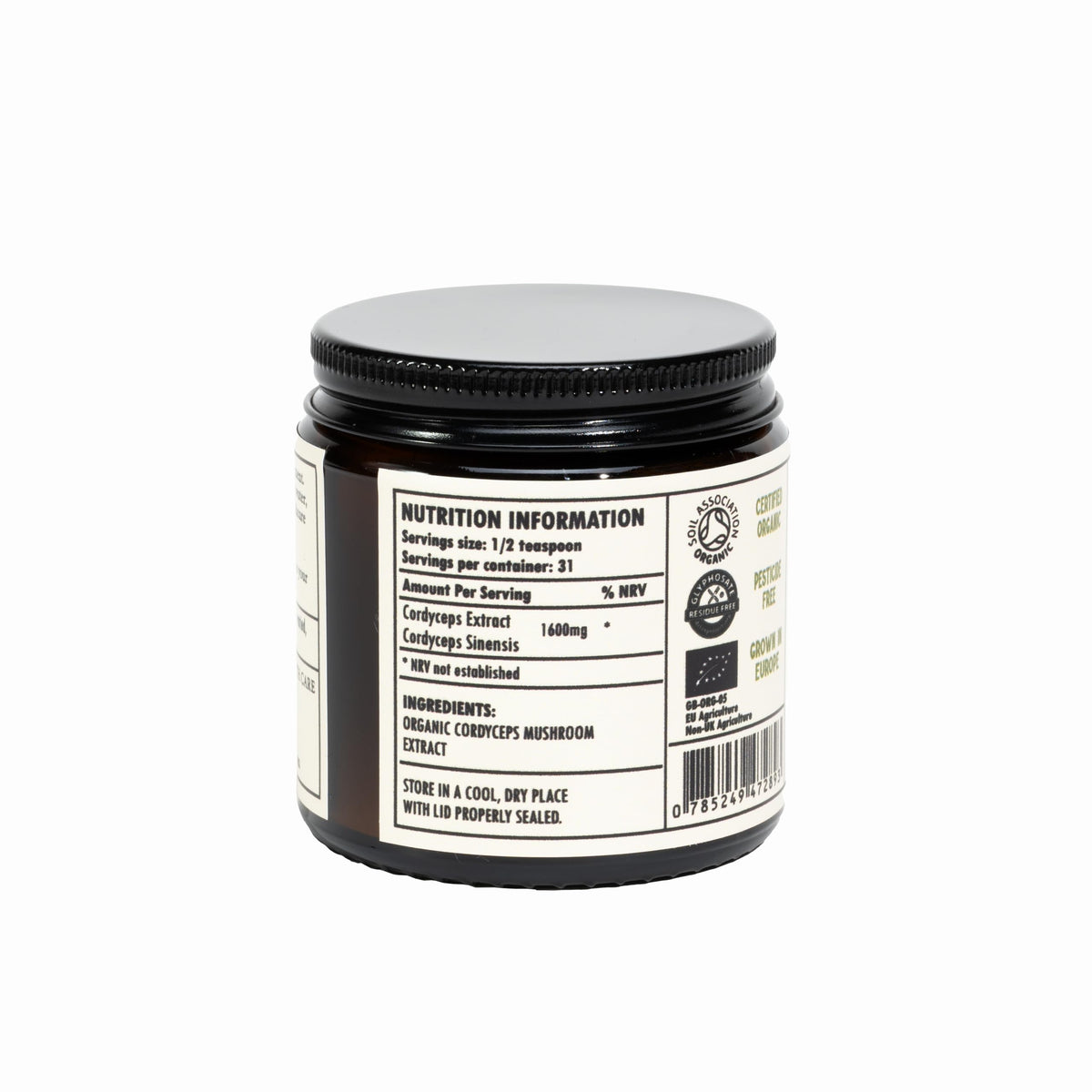 Hirsch Organic Cordyceps Sinensis High Strength Mushroom Extract Powder - Organically Grown in The EU - Non-GMO - No Added Fillers