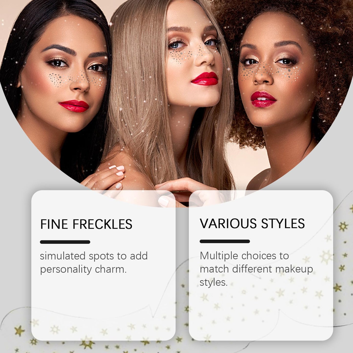 HERBENJOY Glitter Freckles Face Tattoo 24pcs Face Glitter Freckles Face Glitter Makeup Speckles For Party Woman Glow Up Makeup Patches Festival Cute Glitter Makeup Accessories