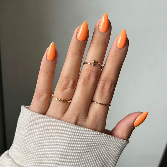 Orange Press on Nails Short Almond Shaped, SXVME 30 Pcs Thick Short False Nails Press ons Natural Natural Fit Acrylic Fake Nails For Women Daily Wear