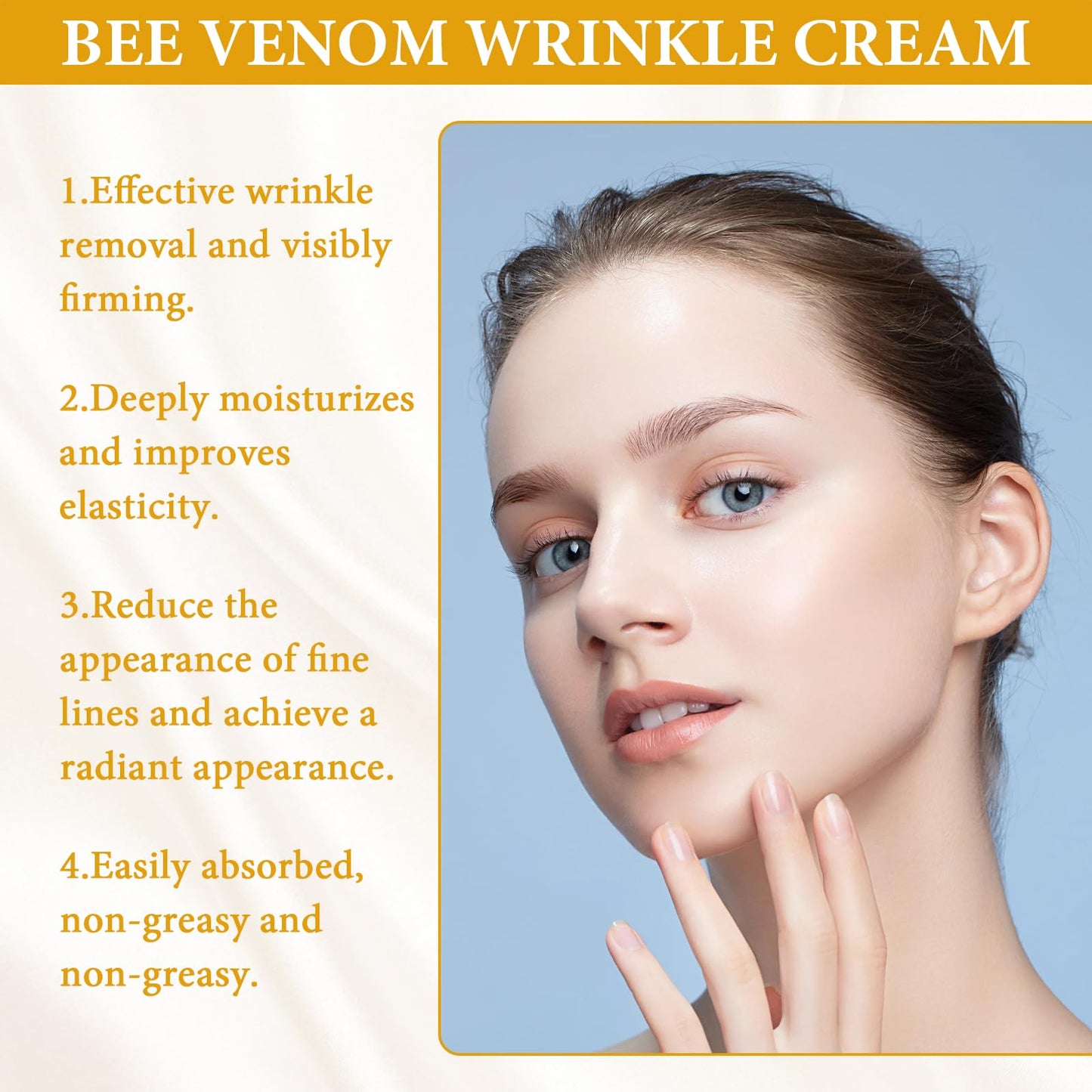 MADGININE Bee Venom,Bee Venom Wrinkle Removal Cream Face Cream Anti Wrinkle Firming Multi Purpose Cream for Face and Neck Skin Firming Body Cream for All Skin (2PCS)