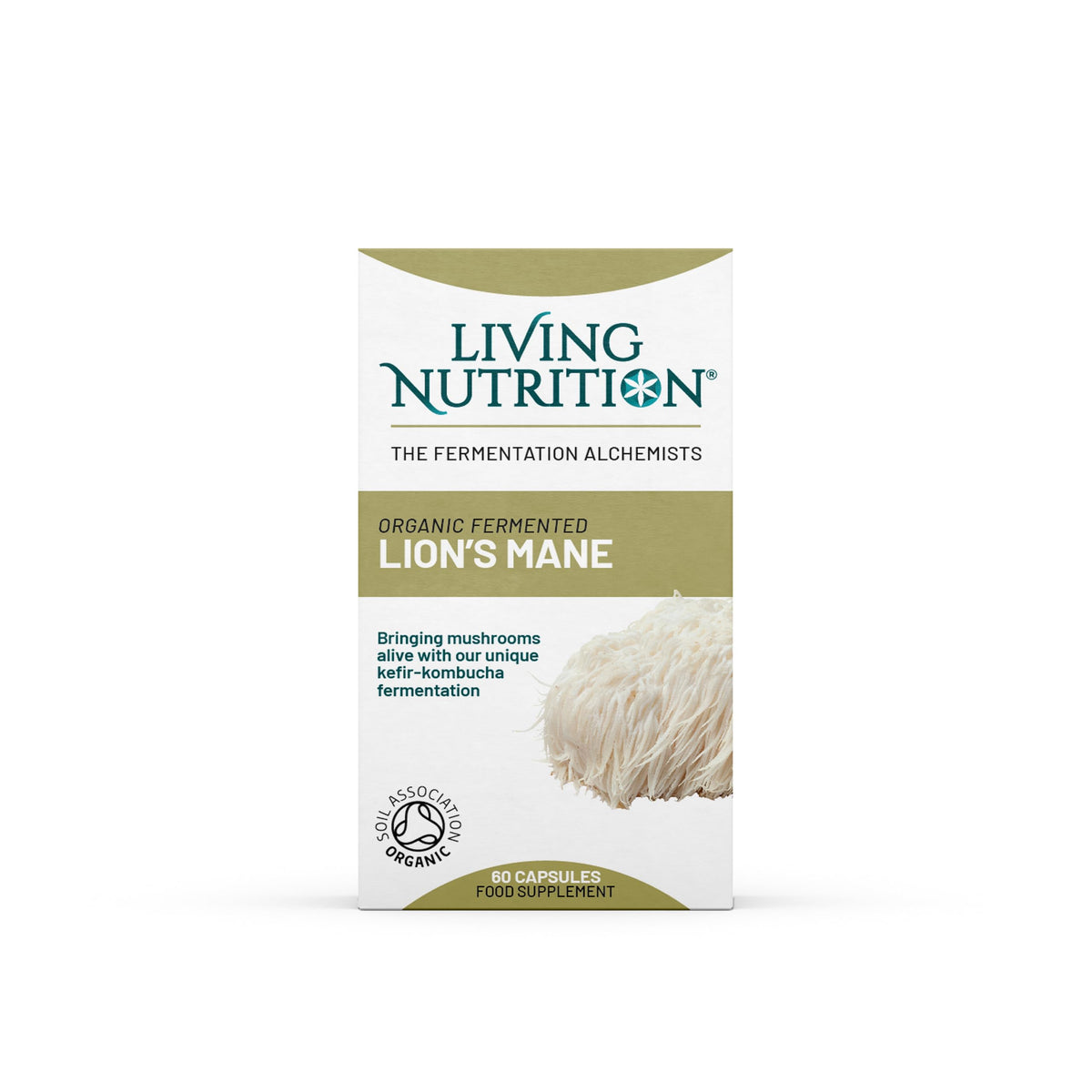 Living Nutrition Organic Fermented Lion's Mane (60 Caps) - 800mg Fermented Lion’s Mane Mushroom Per Serving