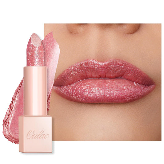Oulac Pink Shimmer Lipstick for Women-Moisture Tinted Lip Balm for Dry Lips, Glitter Surface, Creamy Formula, Hydrating & Smooth, Infused with Shea Butter, Vegan, Gluten-Free (PG03) Pink Jewel