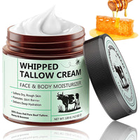 Wormeer Beef Tallow for Skin Care 120g, Honey Balm, Beef Tallow Moisturiser, Grass-Fed Whipped Face Cream with Raw Honey, Deep Hydration for Women