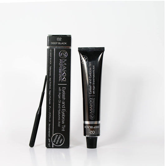 02 Deep Black Makki Professional Intensive Eyelash and eyebrow tint dye with argan oil & hualuronic acid 22ml