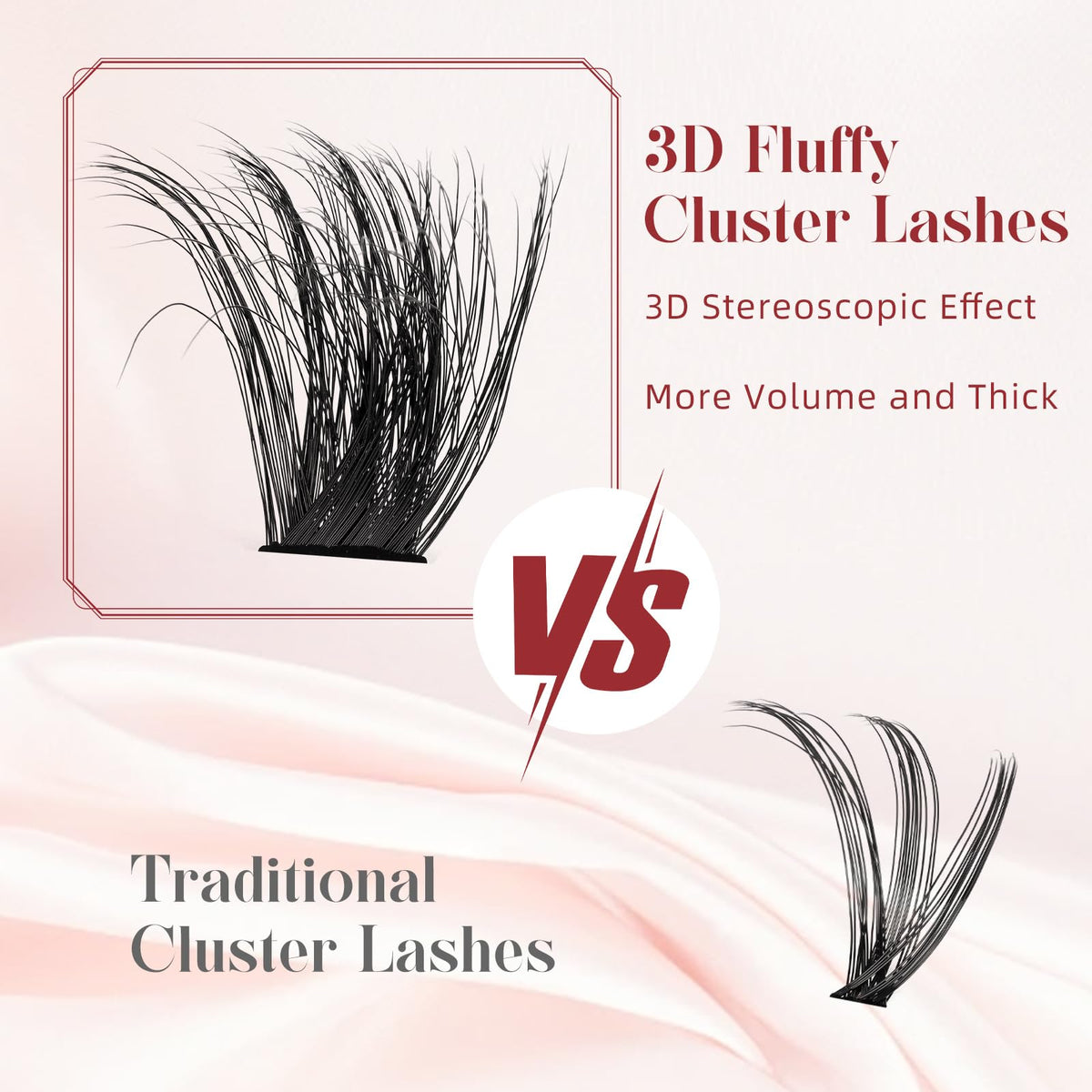 Fluffy-Cluster-Lashes 180D Individual-Eyelashes, Higu clace 12-20mm Thick Lash-Clusters D Curl Long Lash, Reusable Russian Individual-Lashes Clusters DIY Lash Extensions at Home (180D 12-20)
