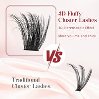 Fluffy-Cluster-Lashes 180D Individual-Eyelashes, Higu clace 12-20mm Thick Lash-Clusters D Curl Long Lash, Reusable Russian Individual-Lashes Clusters DIY Lash Extensions at Home (180D 12-20)