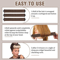 ExcellaElite 3Pcs Heatless Blowout Rods,Overnight Blowout Rods for Long Hair,Heatless Curling Rod No Heat for All Hairs,Heatless Rods,Sleeping Lazy Curler Set,for DIY Hair Styling Tools (Brown)