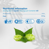 Health4All Hops 400mg, 60 Capsules 2 Months Supply, Purest Anxiety, Stress and Sleep Supplement, Humulus Lupulus Flower (strobiles, Cones) Herbal Vegan Capsules (not Tablets) | Made in UK
