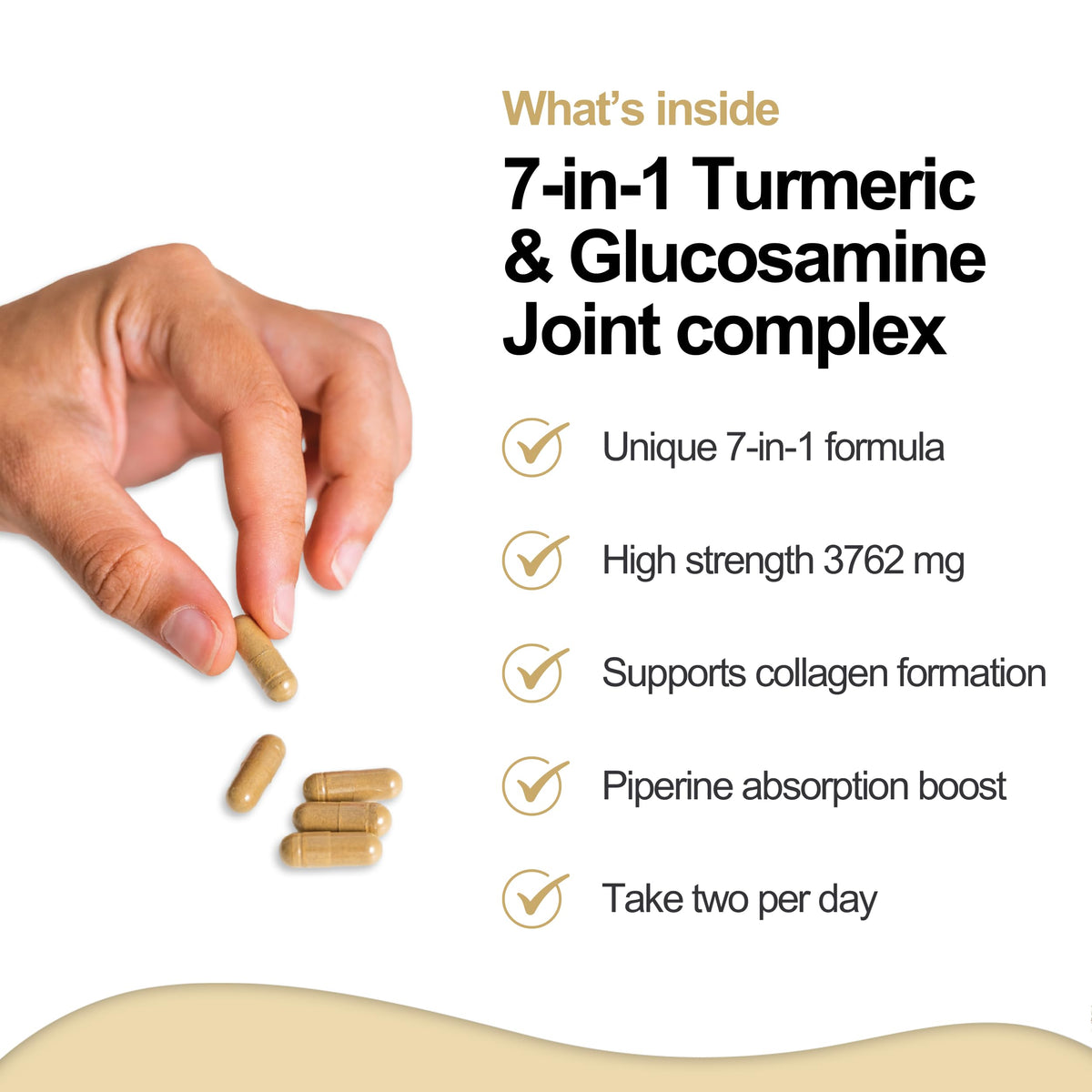 Oxford Origins 7-in-1 Turmeric and Black Pepper Capsules w/Glucosamine and Chondroitin High Strength | Made in the UK | High Absorption Tumeric Supplement | Glucosamine Sulphate & Turmeric Tablets | 120 Capsules