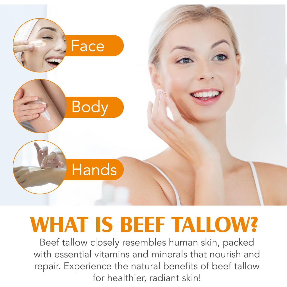 herlosfeel Whipped Beef Tallow Skin Care,120g Beef Tallow Moisturiser And Raw Honey Balm, 100% Organic Tallow Face Cream Grass Fed Butter, Beef Tallow For Skin-Deeply Nourishing For Face & Body Tallow Balm