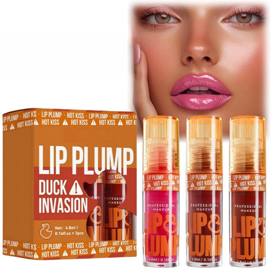 Siyinzu 3PCS Duck Plumping Lip Gloss,Plump Lip Gloss,Plumping Lip Oil,Lip Plumping Lip Gloss,Long Lasting Lip Plumper,Non-Sticky Lip Plumper Gloss,Moisturizing Lip Plumping Gloss,Lip Gloss Sets for Women,B