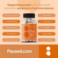 Paused All in One PeriMenopause Relief - 60 Vegan Capsules | Hormone Balance Support | Natural Phytoestrogens | Red Clover & Shatavari Blend | Eases Hot Flushes & Fatigue | Non-GMO, Gluten-Free