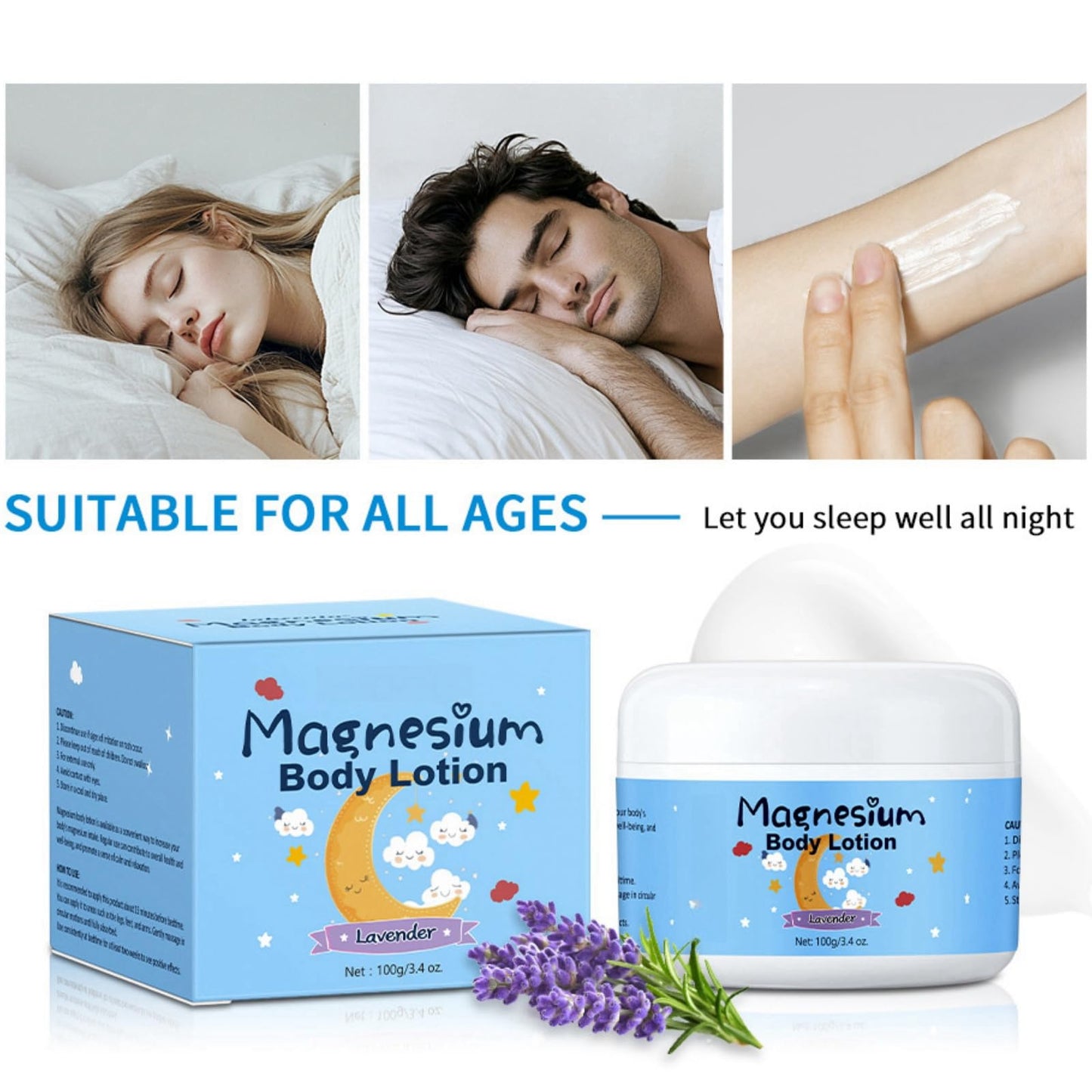 100g Magnesium Body Lotion,Magnesium Butter for Sleep,Magnesium Soothing Sleep Cream,Magnesium Moisturiser for Soothes Muscles,Relaxing Magnesium Gel for Legs Arms Chest,Calm Cream with Magnesium