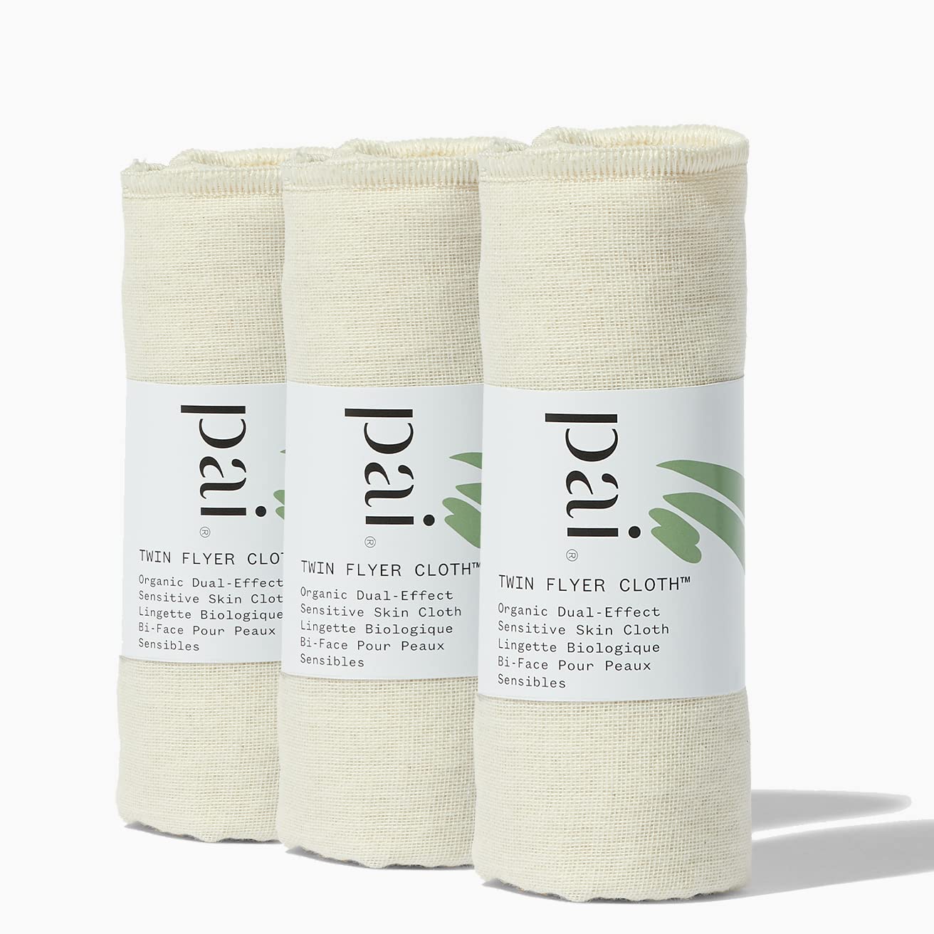 Pai Skincare London | Organic Muslin Face Cloths for Gentle Cleansing and Exfoliation, Reusable Skin Cleansing Wipe for Sensitive Skin. Twin Flyer Extra Gentle, Pack of 3