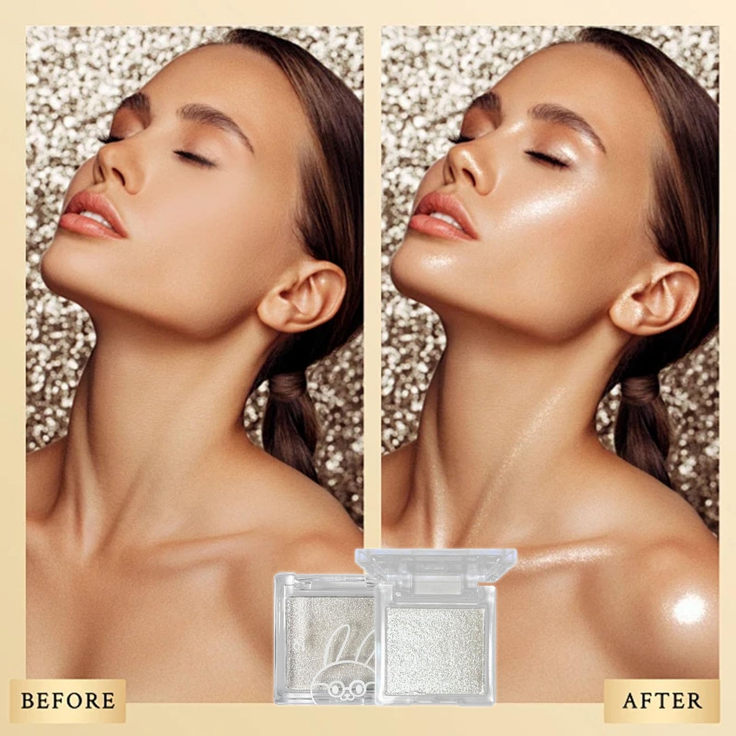 LYNTYAOU Highlighter Powder, Diamond Shine Highlighter, Glitter Face Highlighter Palette, Sparkly Waterproof Long Lasting Lightweight Colors for Highlighting and Contouring Makeup Palette