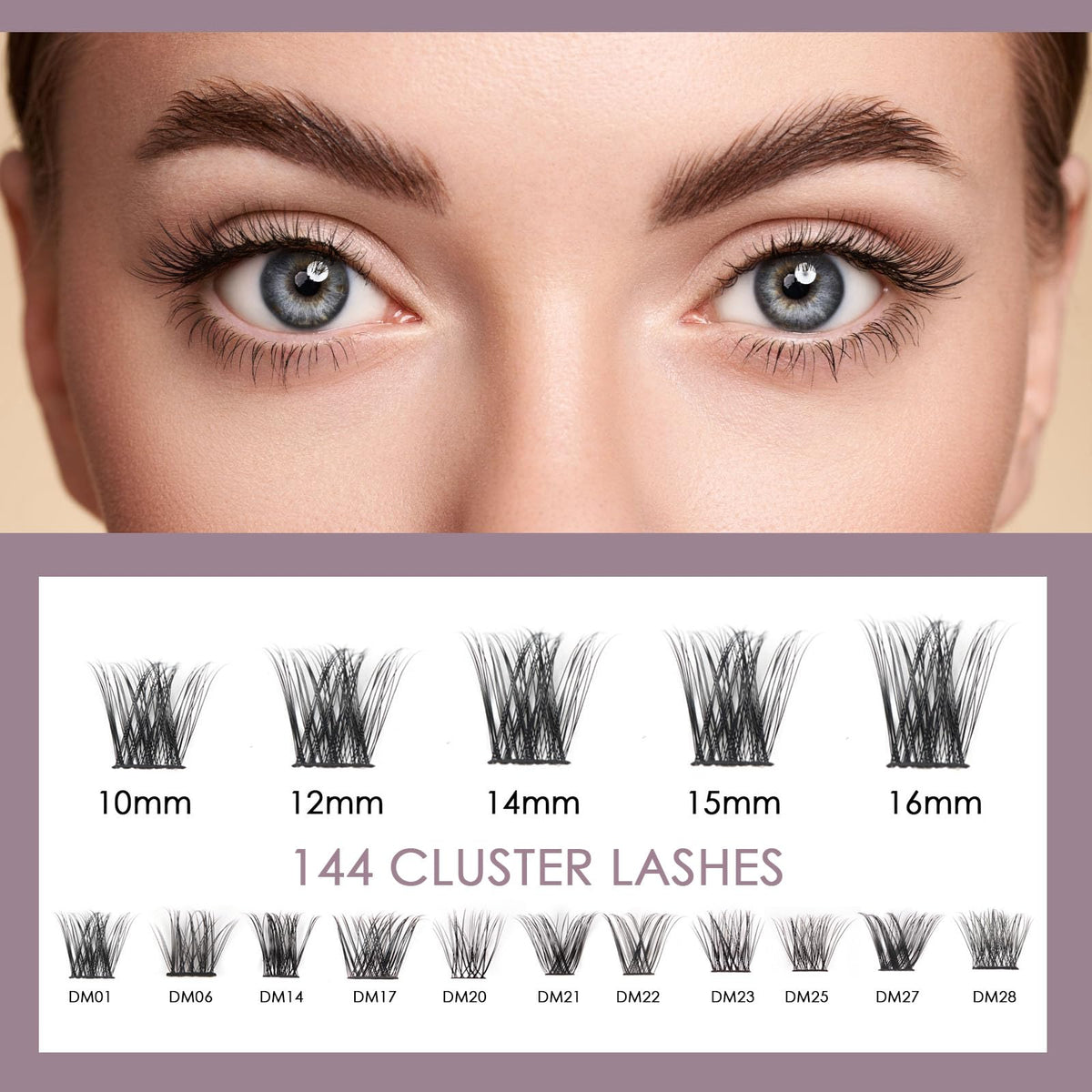 ocean pearl Ocean Pearl Cluster Lashes 144 PCS Lash Cluster Kit Fluffy Eyelash Extension Kit 10-16mm Cluster Lashes Kit Individual Eyelashes Cluster Eyelashes Lash Lift Kit with Bond and Seal Lash Remover-DM01