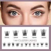ocean pearl Ocean Pearl Cluster Lashes 144 PCS Lash Cluster Kit Fluffy Eyelash Extension Kit 10-16mm Cluster Lashes Kit Individual Eyelashes Cluster Eyelashes Lash Lift Kit with Bond and Seal Lash Remover-DM01