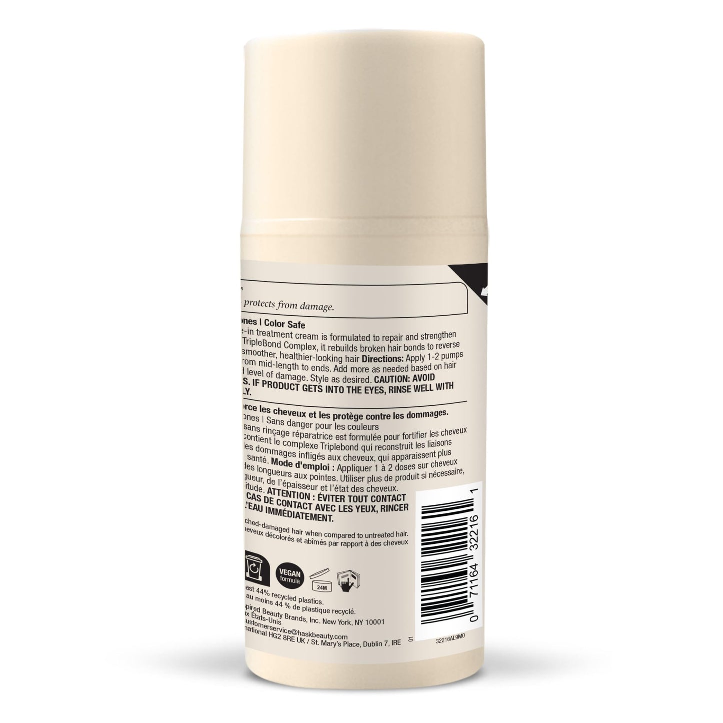 HASK Bond Building Leave-In Treatment Cream with TripleBond Complex & Argan Oil, Repairs Damage, Prevents Breakage, Adds Moisture, Sulfate-Free, Cruelty-Free, Colour-Safe – 100 ml