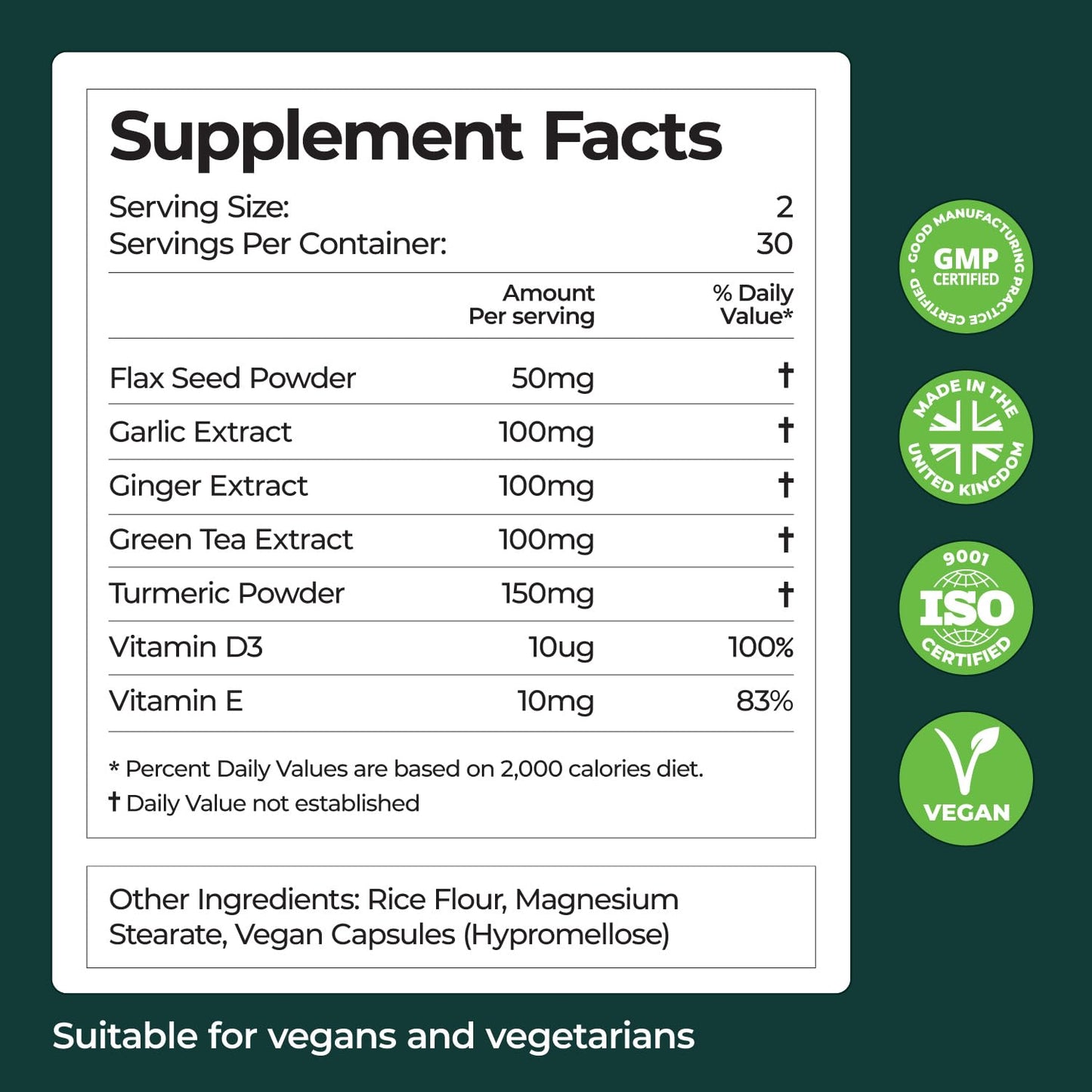 HEMPTHY THINK NATURALLY Immune Support Capsules: High Strength Turmeric, Green Tea, Garlic, Ginger & Vitamins D3, E - 60 Vegan Capsules (30 Day Supply) Made in The UK by Hempthy