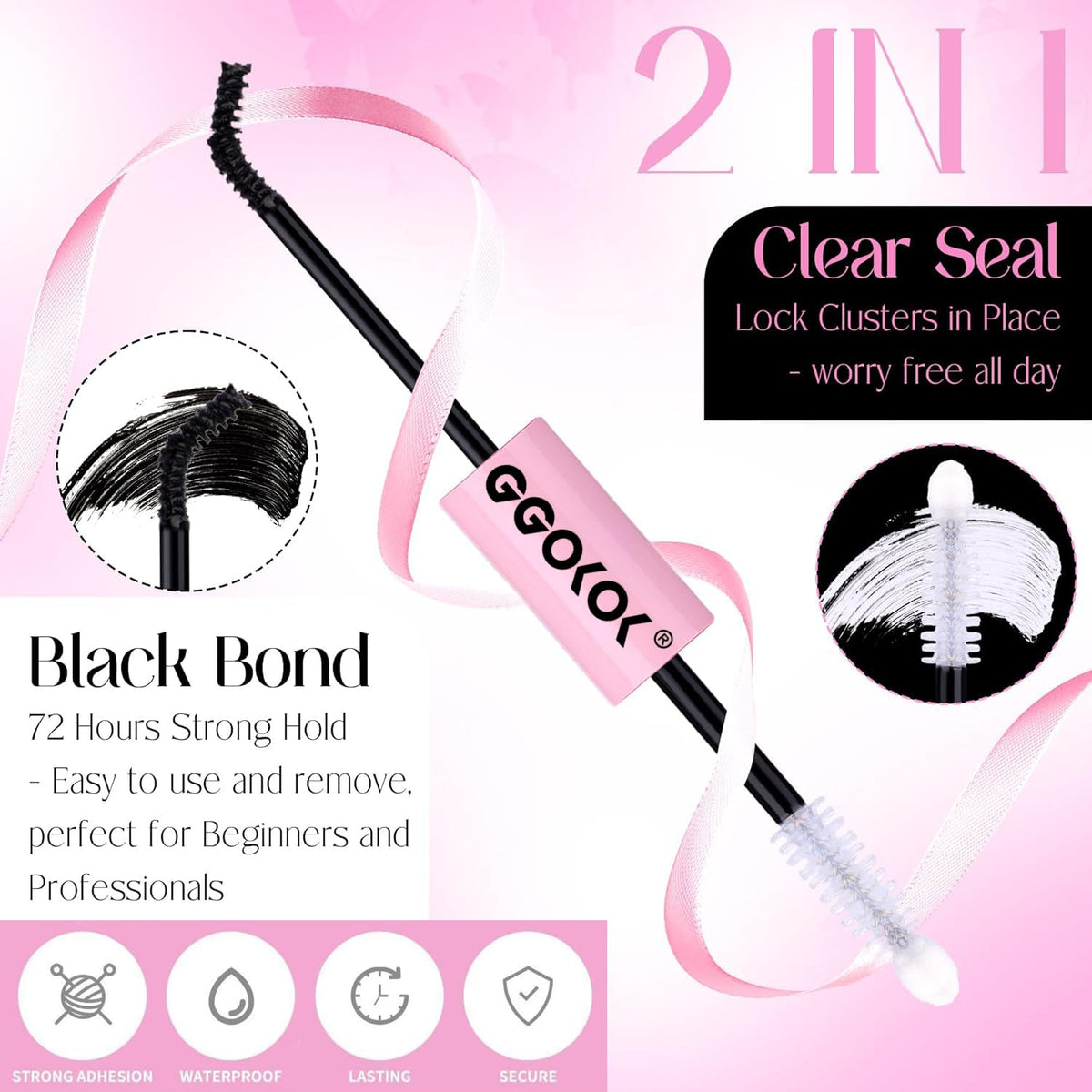 GGOKOK DIY Lash Clusters Kit 30D+40D+50D+60D+80D+100D Fluffy Volume 8-16MM Thick Eyelash Extension Kit Individual Lash Bond and Seal Lash Tweezers(30D-100D,Kit)