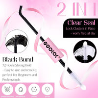 GGOKOK DIY Lash Clusters Kit 30D+40D+50D+60D+80D+100D Fluffy Volume 8-16MM Thick Eyelash Extension Kit Individual Lash Bond and Seal Lash Tweezers(30D-100D,Kit)
