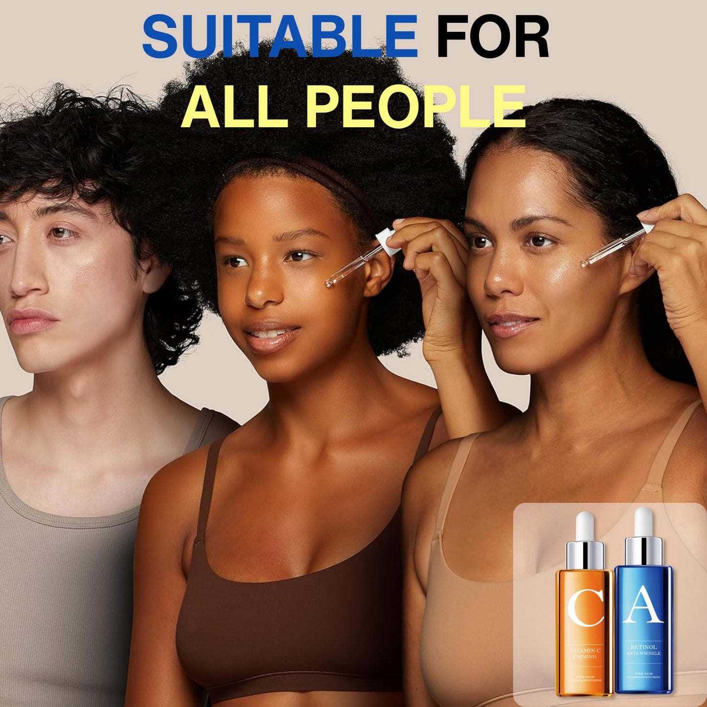 Anti Aging Serum Hyaluronic Acid Serum Duo Set - Vitamin C AM. & Retinol PM. - Collagen Boost, Anti-Wrinkle, Anti-Aging, Dark Circle, Sun Damage, Brighten Hydrate Face Serum, Korean Skin Care