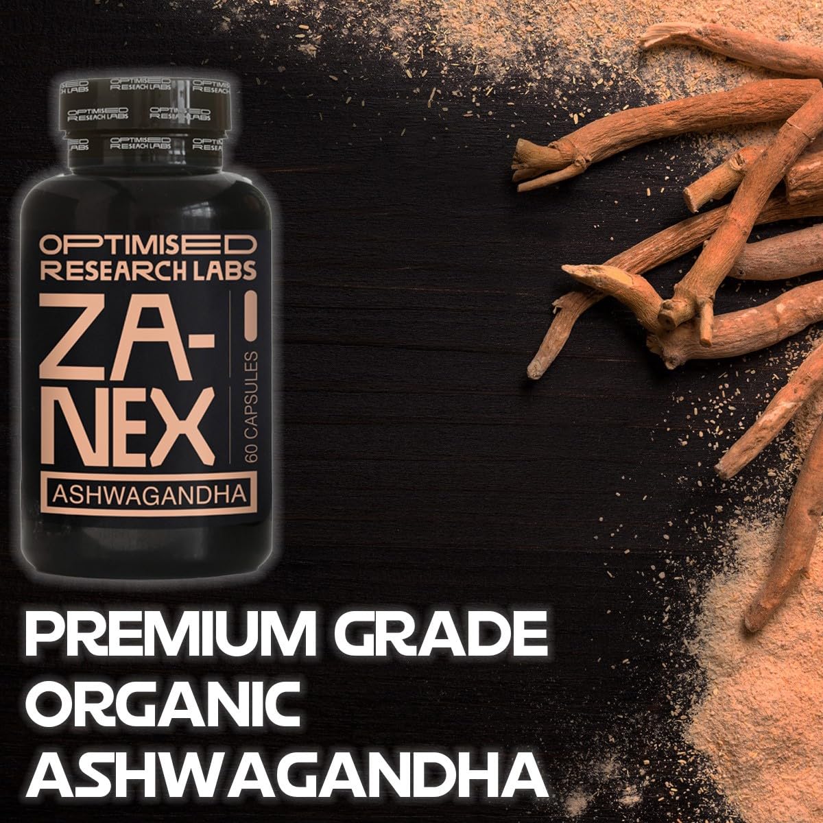 Optimised Research Labs High Strength Ashwagandha 5% Withanolides with Added Piperine for Improved Absorption Easy to Swallow Capsules 30-60 Day Supply Vegan Friendly Premium Grade Supplement