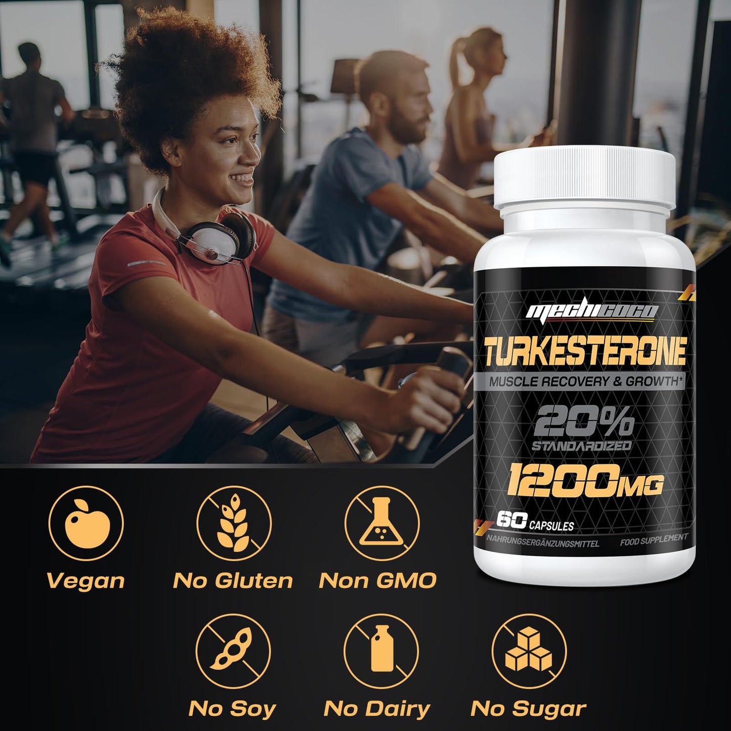 Mechicoco Turkesterone Supplement 1200mg Ajuga Turkestanica Extract - High Strength, Standardized to 20% Turkesterone, Muscle Growth & Strength - Vegan, Free from Soy, Additives