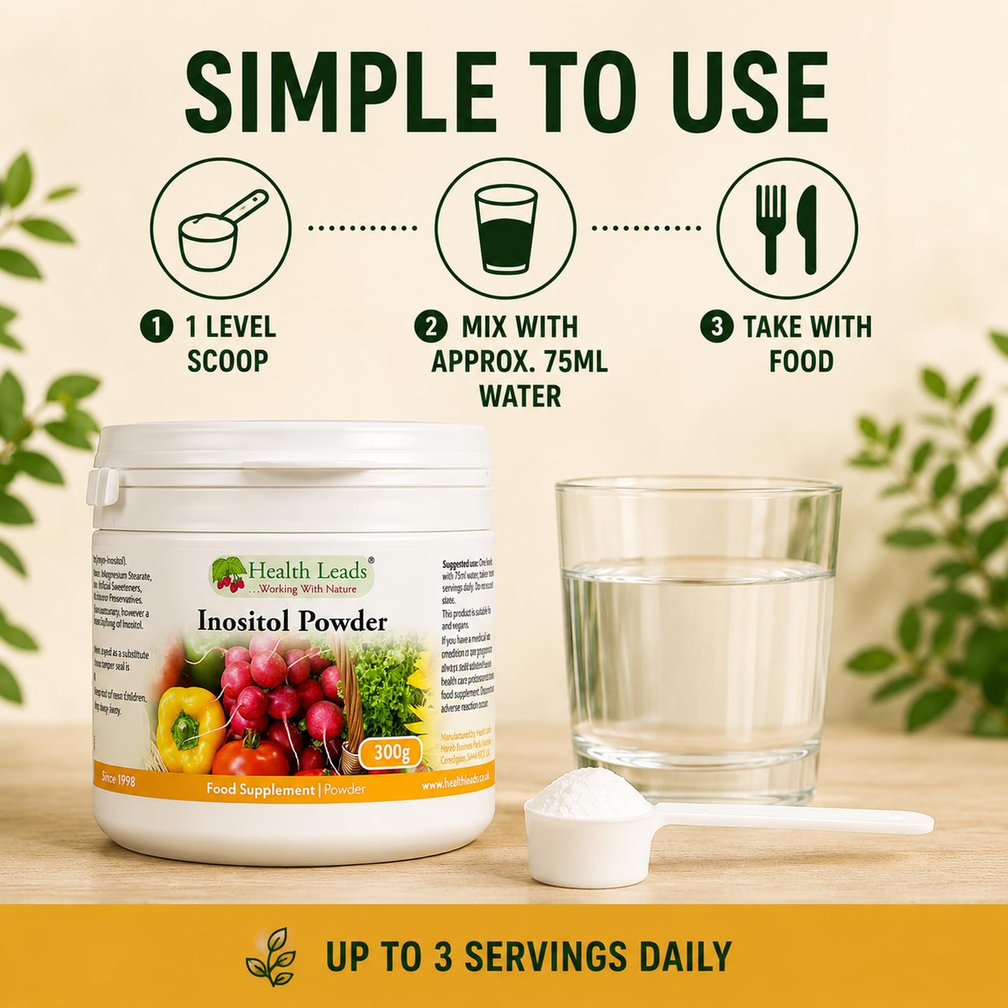 Health Leads ...Working With Nature Health Leads Myo-Inositol Powder 300g | Pure Vitamin B8