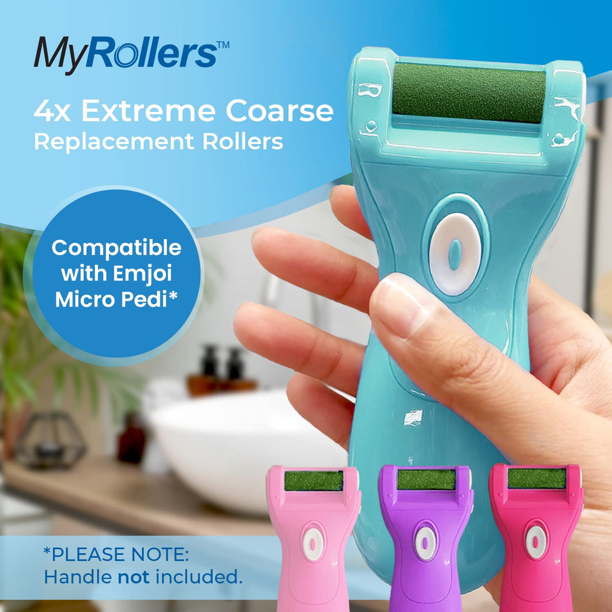 My Rollers 4 x Extreme Coarse Green Replacement Rollers Compatible with Emjoi Micro Pedi