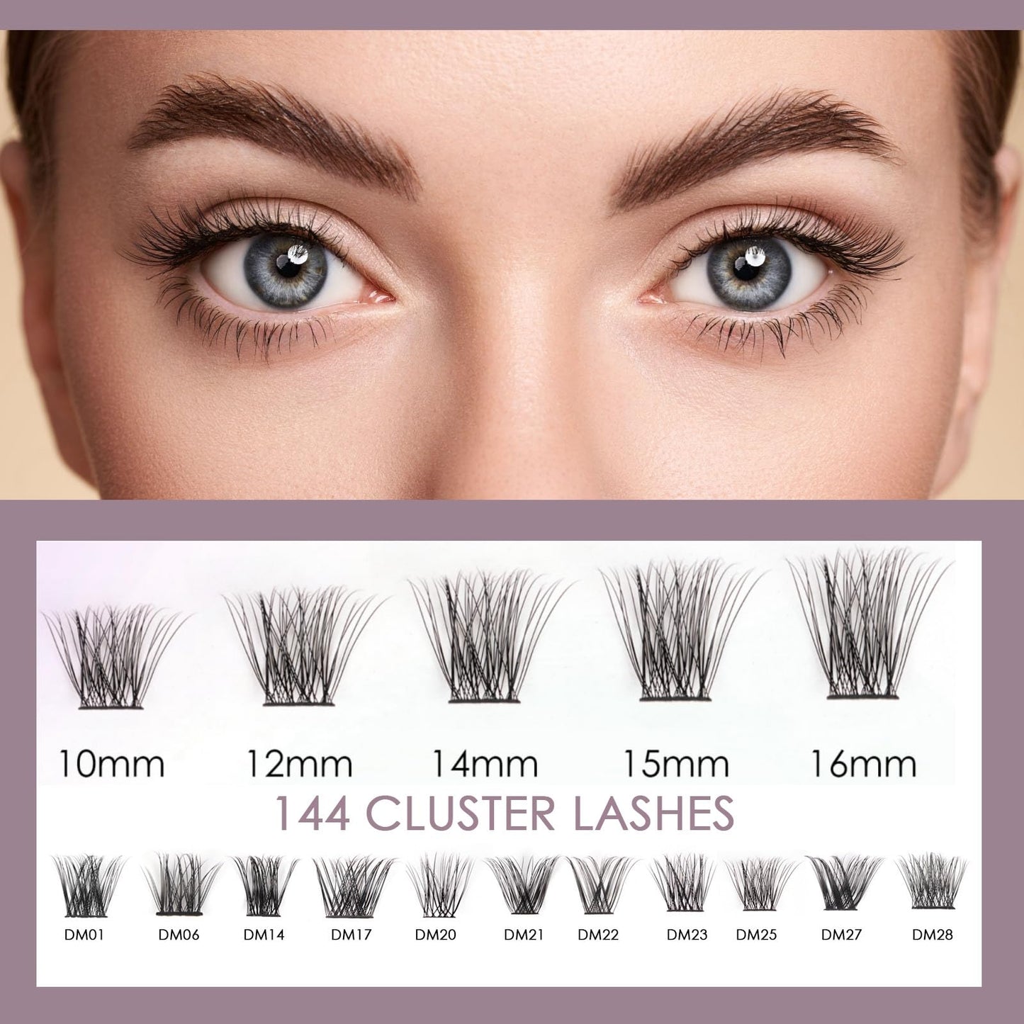 ocean pearl Ocean Pearl Cluster Lashes Kit 144PCS Eyelash Clusters 10-16mm Lash Extension Kit Individual Eyelashes DIY Eyelash Extension Kit Natural Lash Clusters with Bond and Seal Lash Glue-DM25