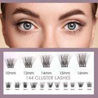 ocean pearl Ocean Pearl Cluster Lashes Kit 144PCS Eyelash Clusters 10-16mm Lash Extension Kit Individual Eyelashes DIY Eyelash Extension Kit Natural Lash Clusters with Bond and Seal Lash Glue-DM25