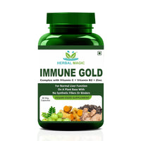 Herbal Magic Immune Gold – Vegan Food Supplement with Herbal Blend for Immune Support & Wellness, 60 Capsules, Non-GMO