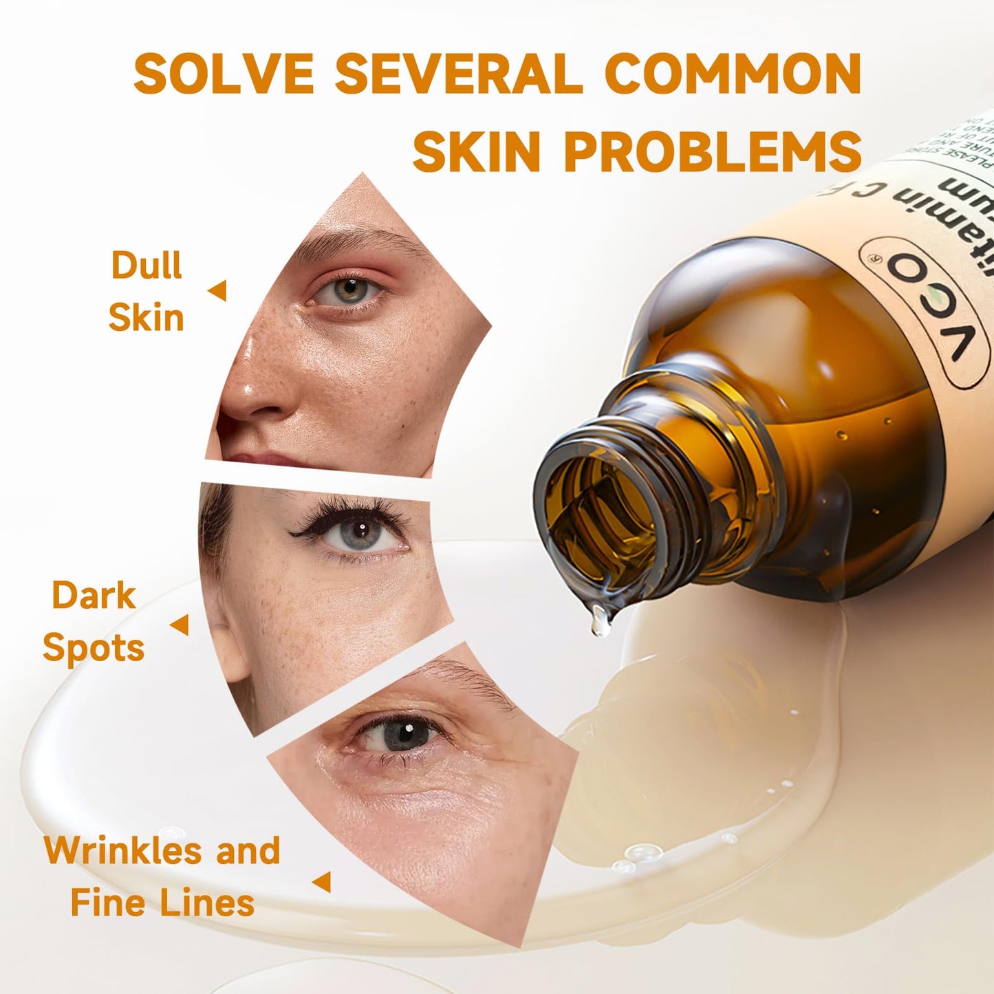 VGO Vitamin C Serum for Face, Facial Serum with Vitamin E & Hyaluronic Acid, Even Skin Tone, Anti-Dark Spots, Fine Lines & Wrinkle (60ml)