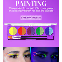 YUDDUO 10 Colors Face Painting Kit With 2 Paint Brushes, Body Paint, Glow in the Dark Face Paint, Water-Based Face Paint For Halloween Party Cosplay Clown Sfx Makeup (02)