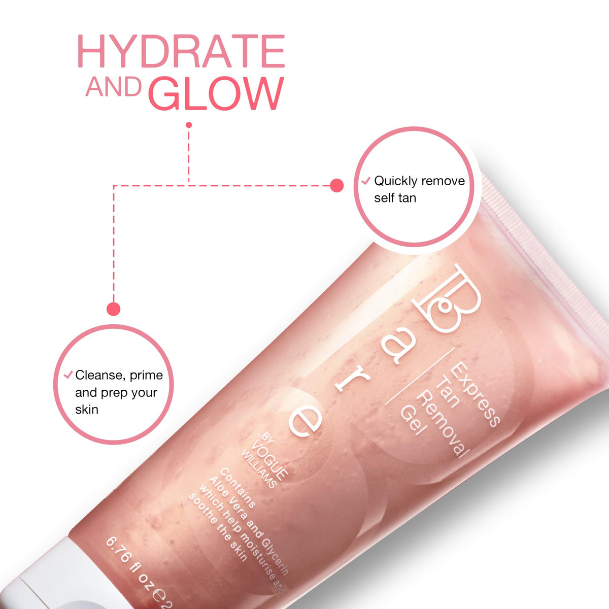LUNA BY LISA JORDAN Bare By Vogue Express Tan Remover Gel - Quickly Removes Fake Tan While Hydrating Your Skin - Contains Aloe Vera & Glycerin - Self Tan Eraser, 200ml