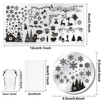 Whaline Christmas Nail Art Plates Santa Reindeer Snowflake Image Stamp Templates Stamping Kit - 6 Manicure Stencils Tool Set with 1 Polish Stamper and 1 Scraper by Salon Designs