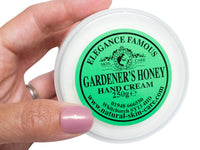 Gardeners Honey Hand Cream 250g as Recommended by BBC Gardeners World 2023 Made by Elegance Natural Skin Care Multi Award Winning. Replenishing handcream for Dry Rough Working Hands and Split Fingers.