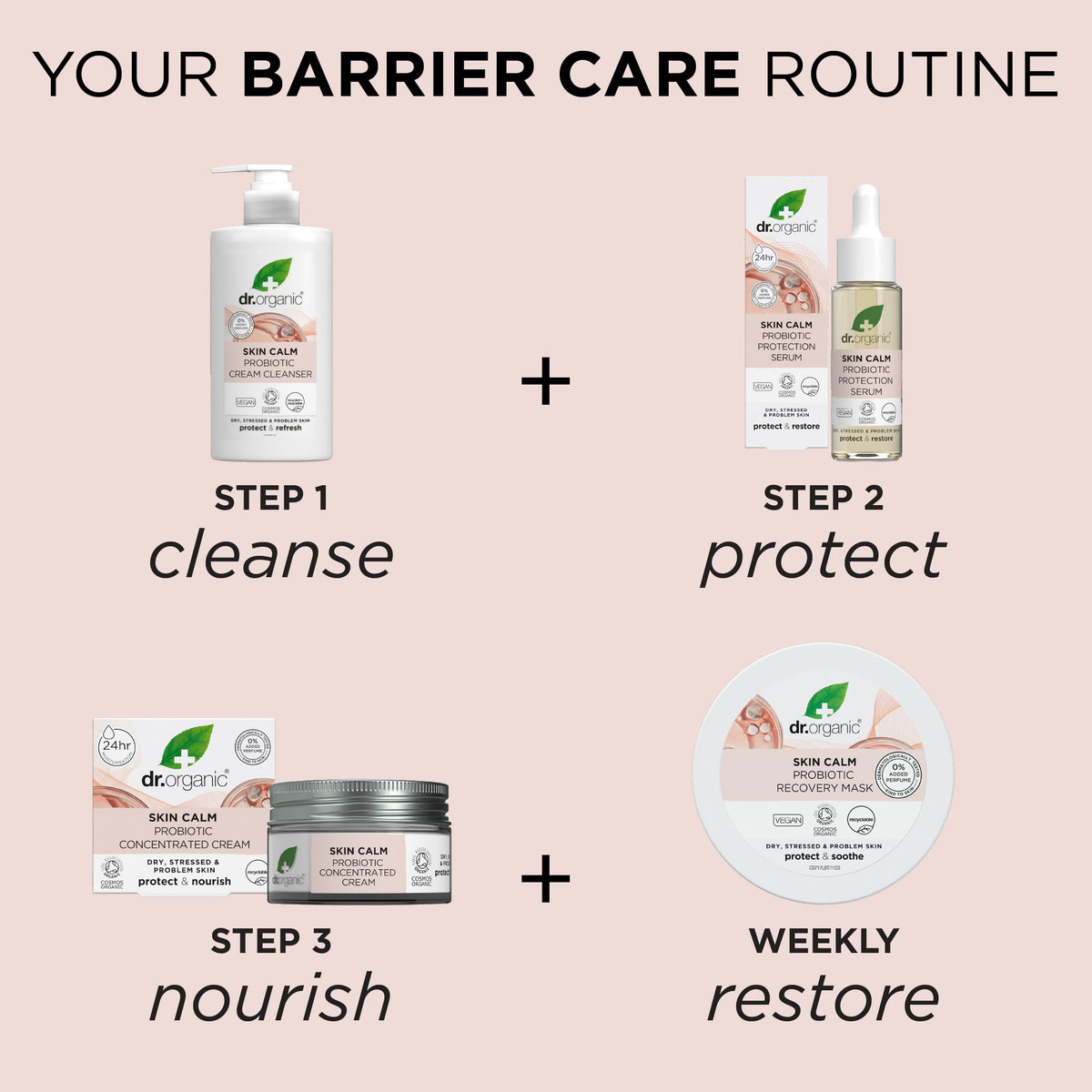 Dr. Organic Dr Organic - Skin Calm Probiotic Cream Cleanser - Women's & Men's Skincare - For Redness, Dry, Sensitive & Irritable Skin - Vegan, Cruelty, Paraben & SLS Free - 150ml - 1 Pack