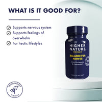 HIGHER NATURE Higher Nature - Balance for Nerves - B Vitamins & Magnesium - Supports The Nervous System - Vitamins B3, B6 & B12 - Vegetarian & Vegan - 90 Capsules