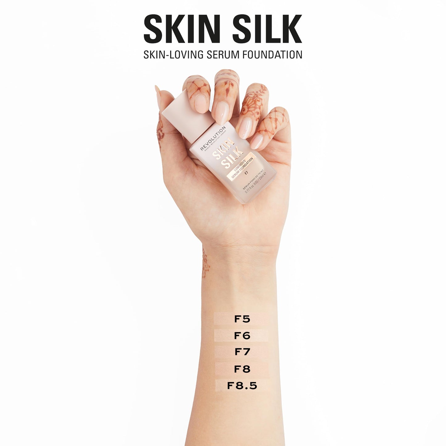 Revolution Beauty London Makeup Revolution, Skin Silk Serum Foundation, Light to Medium Coverage, Contains Hyaluronic Acid, F5, 23ml