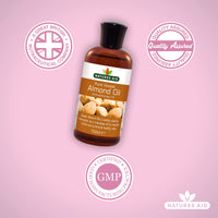 Natures Aid Sweet Almond Oil 150ml – 100% Pure Massage Aromatherapy Oil for Dry Sensitive or Irritated Skin – Vegan, Non-GMO, Gluten-Free – Hydrates, Soothes, Nourishes – Natural Skincare – Pack of 1